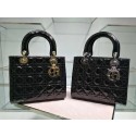 Lady Dior Bag Patent Cannage Calfskin Original Leather CAL44550 Black JH07284ym68