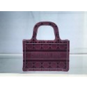 MINI DIOR BOOK TOTE Burgundy Cannage Embroidered Velvet S5475Z JH06854lH78