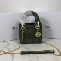 MINI LADY DIOR TOTE BAG IN EMBROIDERED CANVAS C4531 Blackish green JH07096bz77