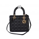 Dior Lady Dior Bag Black Sheepskin Leather D5432 Gold JH07437pb81