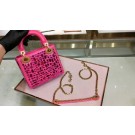 MINI LADY DIOR BAG WITH CHAIN SMOOTH CALFSKIN EMBROIDERED WITH A MOSAIC OF MIRRORS M0598 rose JH07459EW49