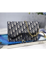 Copy Dior SADDLE DENIM CANVAS Chain Clutch bag S5614 dark blue JH07145rY88