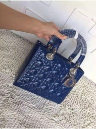 Designer Dior Small Lady Dior Bag Patent Leather 8239 Blue JH07674Iz48