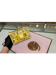 DIOR WITH CHAIN SMOOTH CALFSKIN EMBROIDERED WITH A MOSAIC OF MIRRORS M900 yellow JH07456kD96