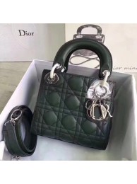 Imitation Dior Original Sheepskin Leather tote Bag M673 Blackish green JH07606Jf44