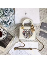 MINI LADY DIOR BAG WITH CHAIN IN WHITE SMOOTH CALFSKIN WITH NIKI DE SAINT PHALLE EMBROIDERY M927 JH07527NE93