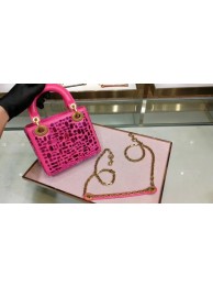 MINI LADY DIOR BAG WITH CHAIN SMOOTH CALFSKIN EMBROIDERED WITH A MOSAIC OF MIRRORS M0598 rose JH07459EW49