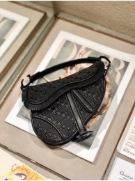 Replica Dior SADDLE BRAIDED LEATHER STRIPS WITH FRINGE BAG M900 black JH07110gn30